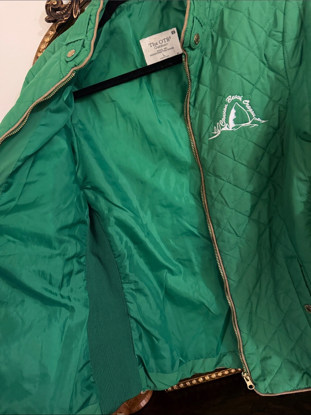 The OTB Outdoor Cannon Beach Quilted Green Women's Jacket - Picture 5 of 12